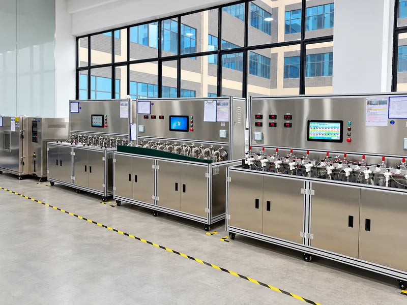 Smart toilet electronic components undergoing aging and reliability testing