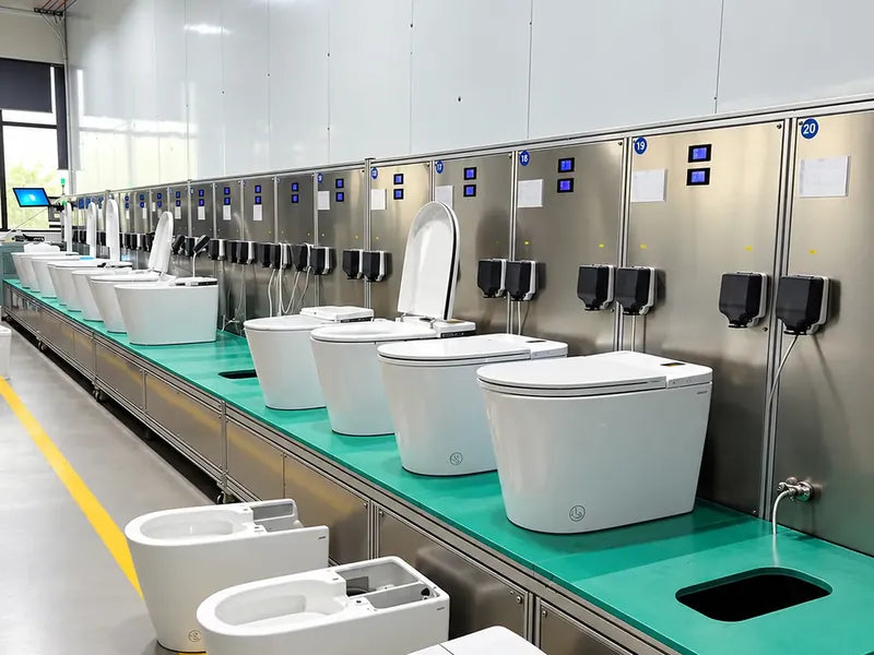 Smart toilet intelligent inspection and aging test line at the DZOZO factory